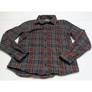 LL Bean‎ Women Scotch Plaid Red Flannel Button Down Shirt Slightly Fitted Sz XXS
